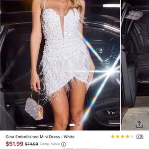 Embellished Mini Dress - White